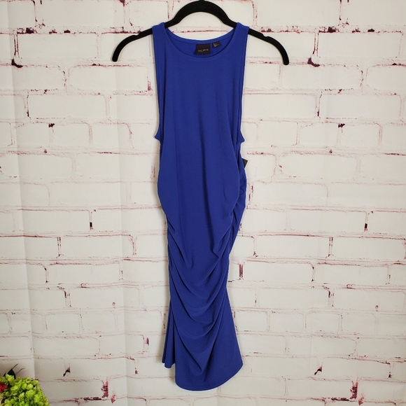 Free Press Side Ruched Tank Knit Mini Dress Blue S - Picture 6 of 8